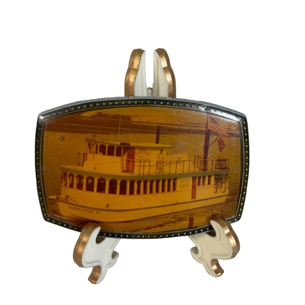 Vintage RJ Belt Buckle with Boat Tigers Folly
